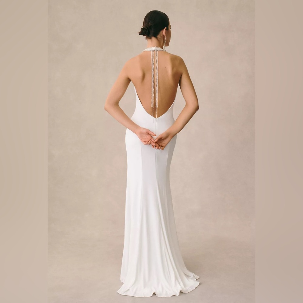 Mac Duggal Zuri Beaded Halter Jersey Gown NWT Size 2 - Picture 5 of 6
